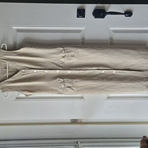 St. John's Bay Linen Blend Sleevelss Button Down Midi Dress